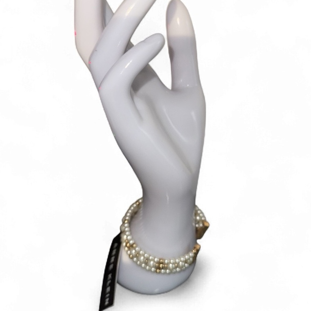 NWT! Anne Klein Faux Pearl & Gold-Tone Cuff Bracelet - Picture 4 of 4